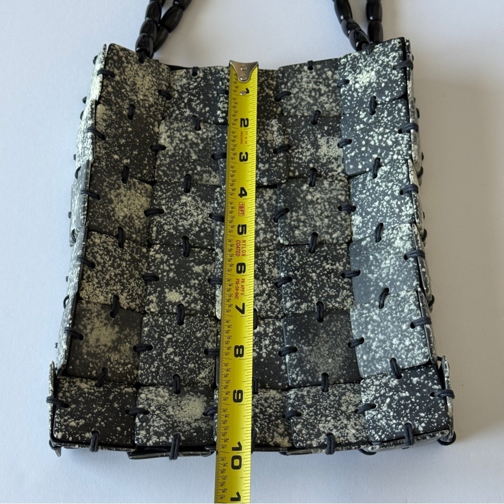 Chic Woven Black & Metallic Speckled Handbag – Statement Shoulder Bag - Picture 10 of 12